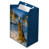 German Shepherd Holiday  ミディアムペーパーバッグ (正面アングル)