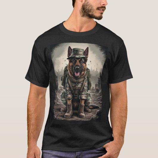 German Shepherd in a Soldier's Suit Tシャツ (正面)