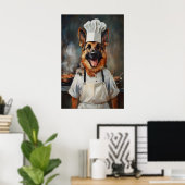 German Shepherd In Chefs Hat Poster, Pet Poster ポスター (ホームオフィス)