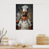 German Shepherd In Chefs Hat Poster, Pet Poster ポスター (キッチン)