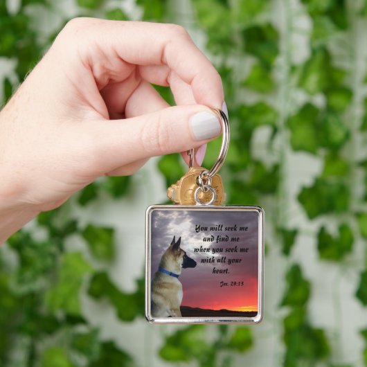 German Shepherd Jeremiah 29:13 Keychain キーホルダー (手)