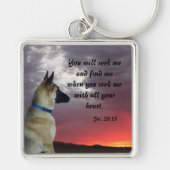 German Shepherd Jeremiah 29:13 Keychain キーホルダー (正面)
