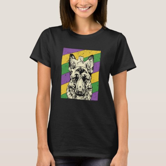 German Shepherd Jester Mardi Gras Dog Mom or Dad Tシャツ (正面)
