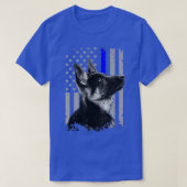 German Shepherd K9 Unit Thin Blue Line Flag Police Tシャツ (デザイン正面)