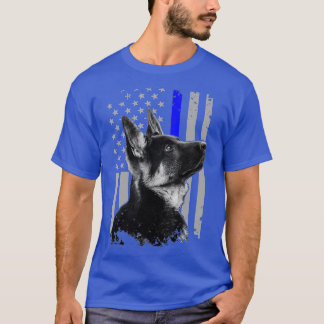 German Shepherd K9 Unit Thin Blue Line Flag Police Tシャツ