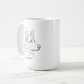 German Shepherd Line Drawing Custom Pet Name  コーヒーマグカップ (正面左)