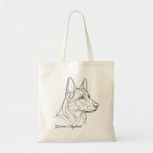 German Shepherd Line Drawing Custom Pet Name トートバッグ (正面)