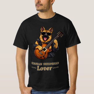 German Shepherd Lover Rock Star Guitar Dog Gift Tシャツ