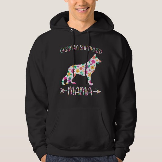 German Shepherd Mama Floral Dog Mom Mothers Day パーカ (正面)