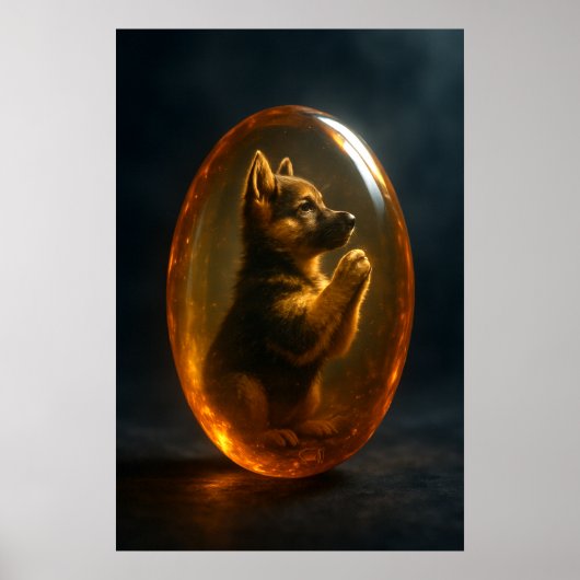 German Shepherd Memorial Amber Art Print ポスター (正面)