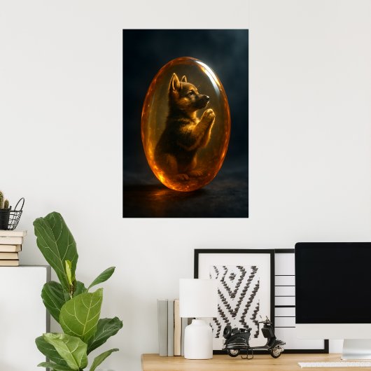 German Shepherd Memorial Amber Art Print ポスター (ホームオフィス)