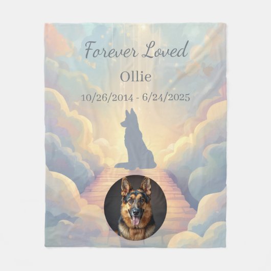 German Shepherd Memorial Blanket | Rainbow Bridge フリースブランケット (正面)
