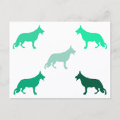German Shepherd minimal pattern green  ポストカード (正面)