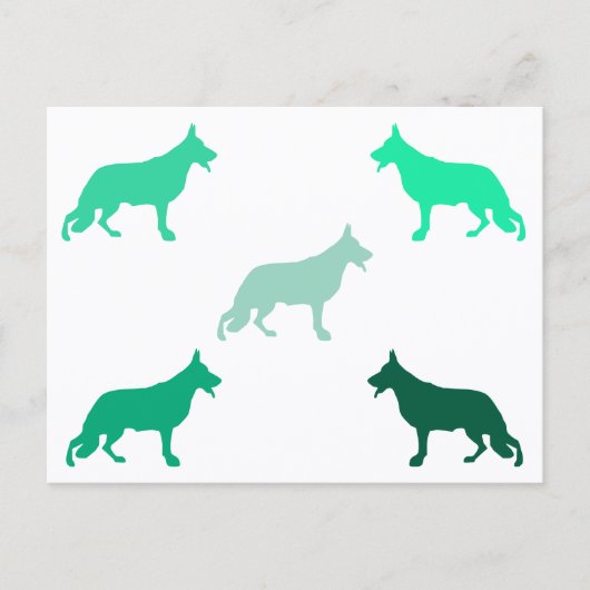 German Shepherd minimal pattern green  ポストカード (正面)