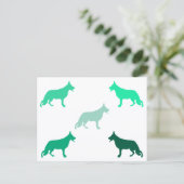 German Shepherd minimal pattern green  ポストカード (スタンド正面)