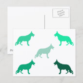 German Shepherd minimal pattern green  ポストカード (正面/裏面)