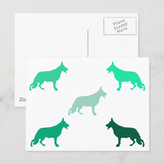 German Shepherd minimal pattern green  ポストカード (正面/裏面)