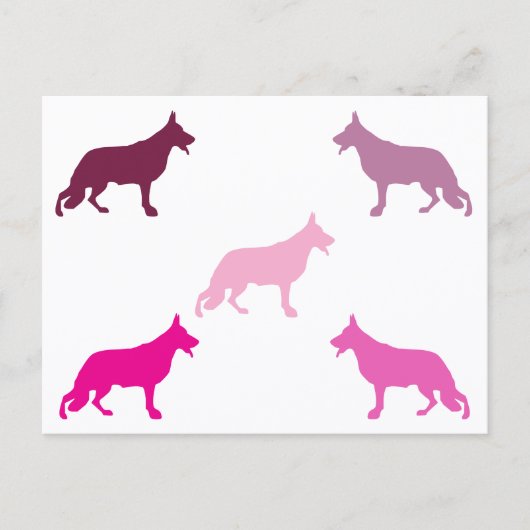 German Shepherd minimal pattern magenta  ポストカード (正面)
