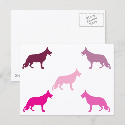 German Shepherd minimal pattern magenta  ポストカード (正面/裏面)
