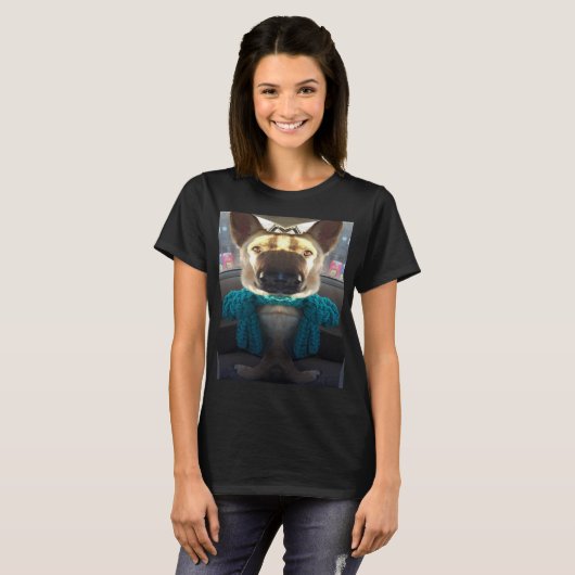 German Shepherd Mirrored Distortion Woens Shirt Tシャツ (正面フル)