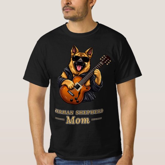 German Shepherd Mom Rock Star Guitar Dog Gift Tシャツ (正面)