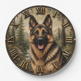 German Shepherd Mountain Forest Rustic ペーパープレート