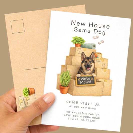 German Shepherd New House Moving ポストカード