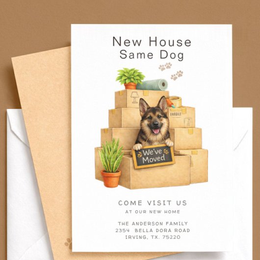 German Shepherd New House Moving Announcement 招待状