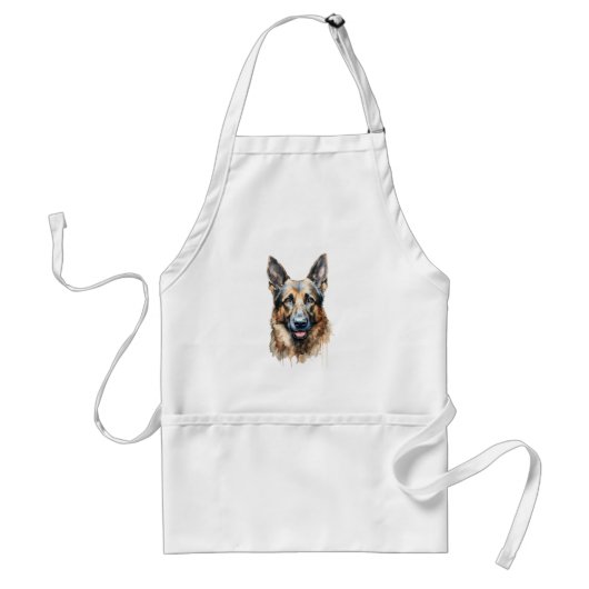 German Shepherd Oil Painting Portrait Apron スタンダードエプロン (正面)