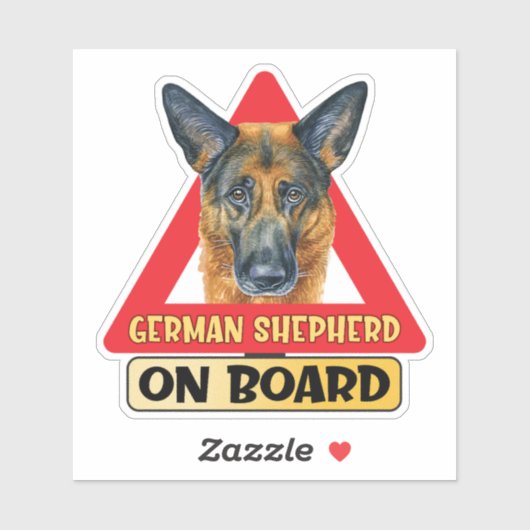 German Shepherd On Board Red Triangle Traffic Sign シール (シート)