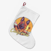German Shepherd on the Beach ラージクリスマスストッキング (正面 (吊り時))