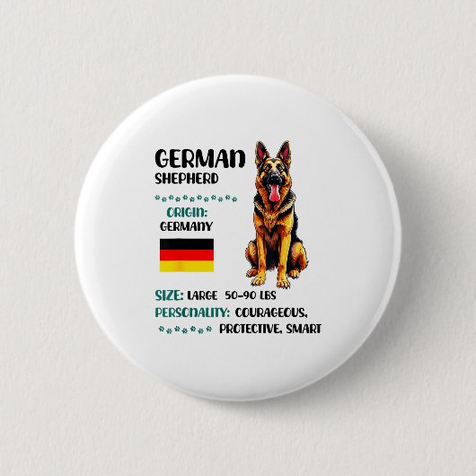 German Shepherd Origin Funny German Shepherd Lover 缶バッジ (正面)