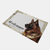 German Shepherd Painting Animal Dog Welcome Family ドアマット (アングル)