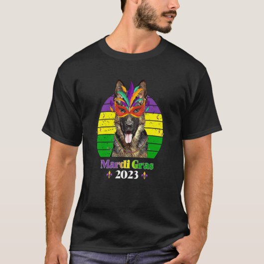 German Shepherd Party Dog Mardi Gras 2023 Tシャツ (正面)