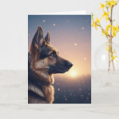 German Shepherd Pet Dog Memorial Card  カード (黄色い花)