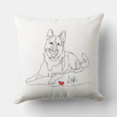 German Shepherd Pet Line Art with Name クッション (裏面)