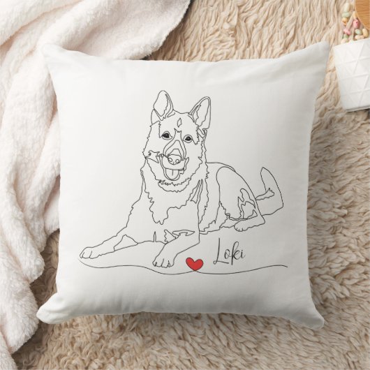 German Shepherd Pet Line Art with Name クッション (ブランケット)