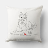 German Shepherd Pet Line Art with Name クッション (正面)