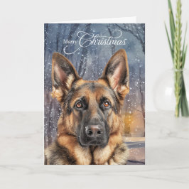 German Shepherd Pine Winter Forest Christmas シーズンカード