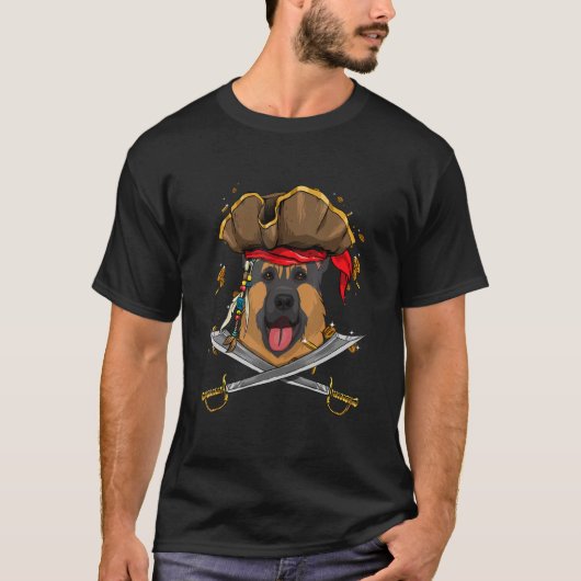 German Shepherd Pirate Kids Dog Pirate Pumpkin Tシャツ (正面)