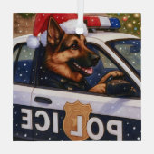 German Shepherd Police Holiday  ガラスオーナメント (裏面)