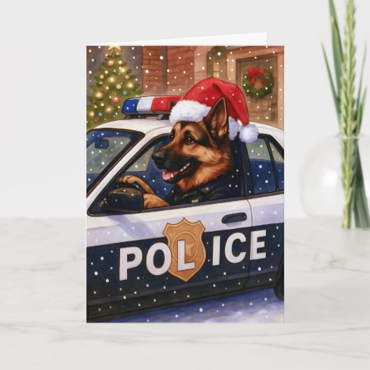 German Shepherd Police Holiday Card シーズンカード (正面)