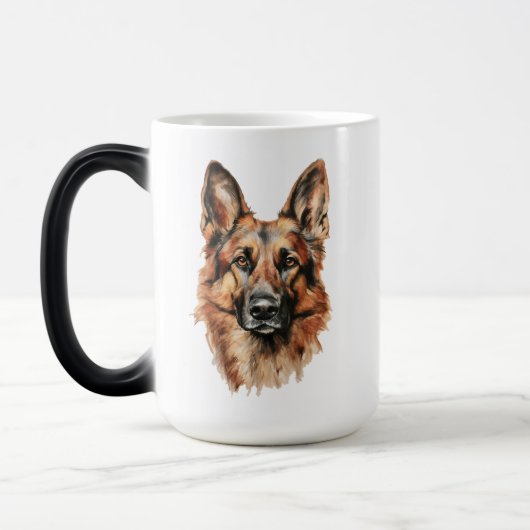 German Shepherd Portrait Black Accent Mug モーフィングマグカップ (左)