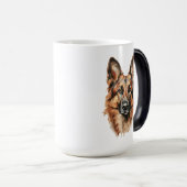 German Shepherd Portrait Black Accent Mug モーフィングマグカップ (正面右)