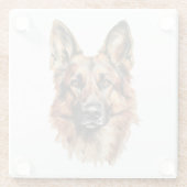 German Shepherd Portrait Glass Coaster | Dog Lover ガラスコースター (裏面)