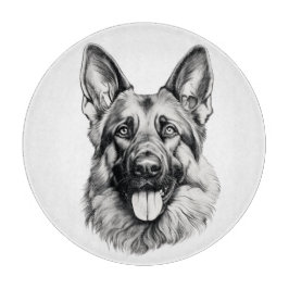 German Shepherd Portrait Round Cutting Board カッティングボード