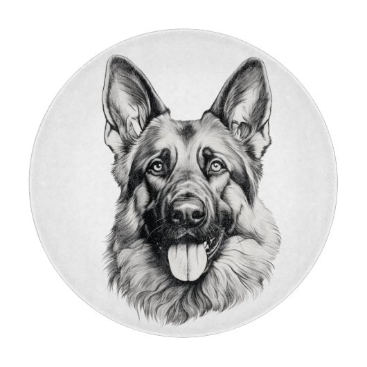 German Shepherd Portrait Round Cutting Board カッティングボード (正面)