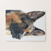 German shepherd portrait watercolor ジグソーパズル (横)