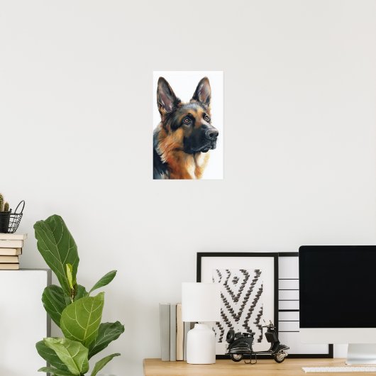 German shepherd portrait watercolor ポスター (ホームオフィス)