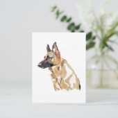 German Shepherd Postcard, Watercolor Illustration ポストカード (スタンド正面)